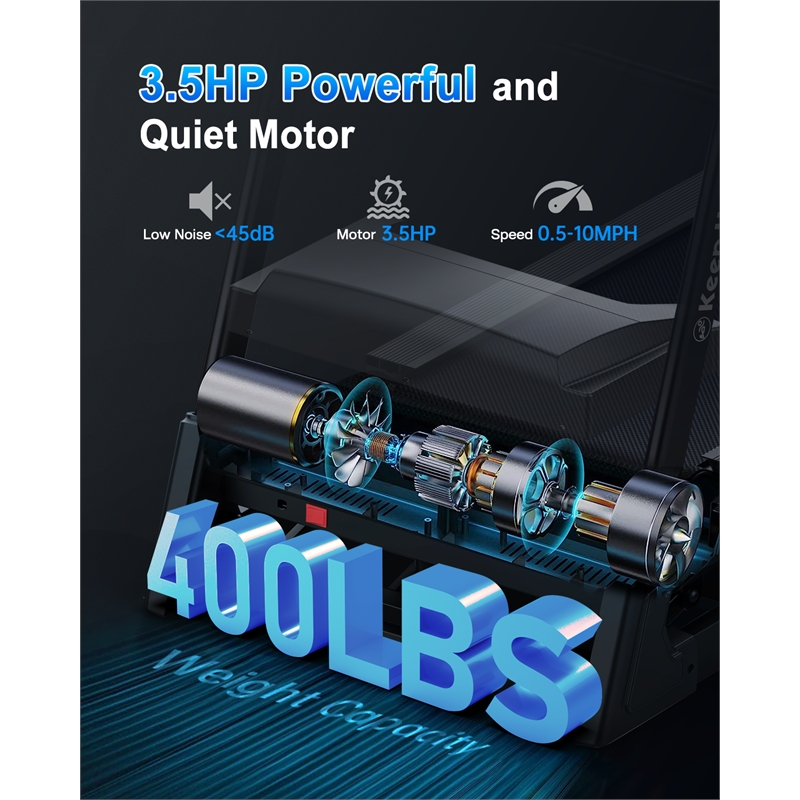 FYC Heavy Duty Foldable  3.5 HP Treadmill w/ Incline & Bluetooth in Black