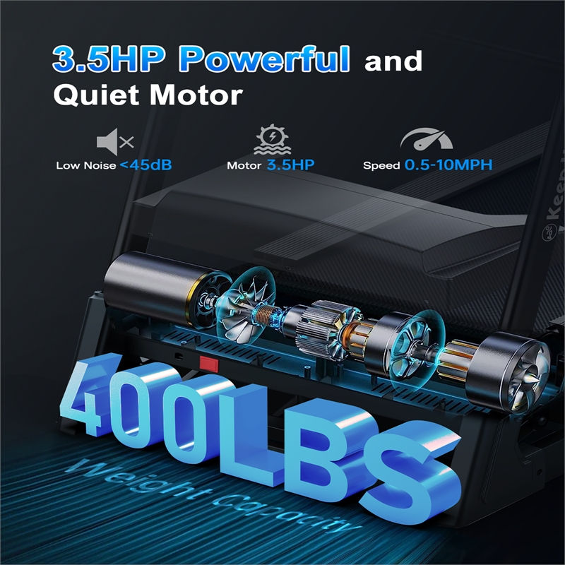 FYC Heavy Duty Foldable  3.5 HP Treadmill w/ Incline & Bluetooth in Black