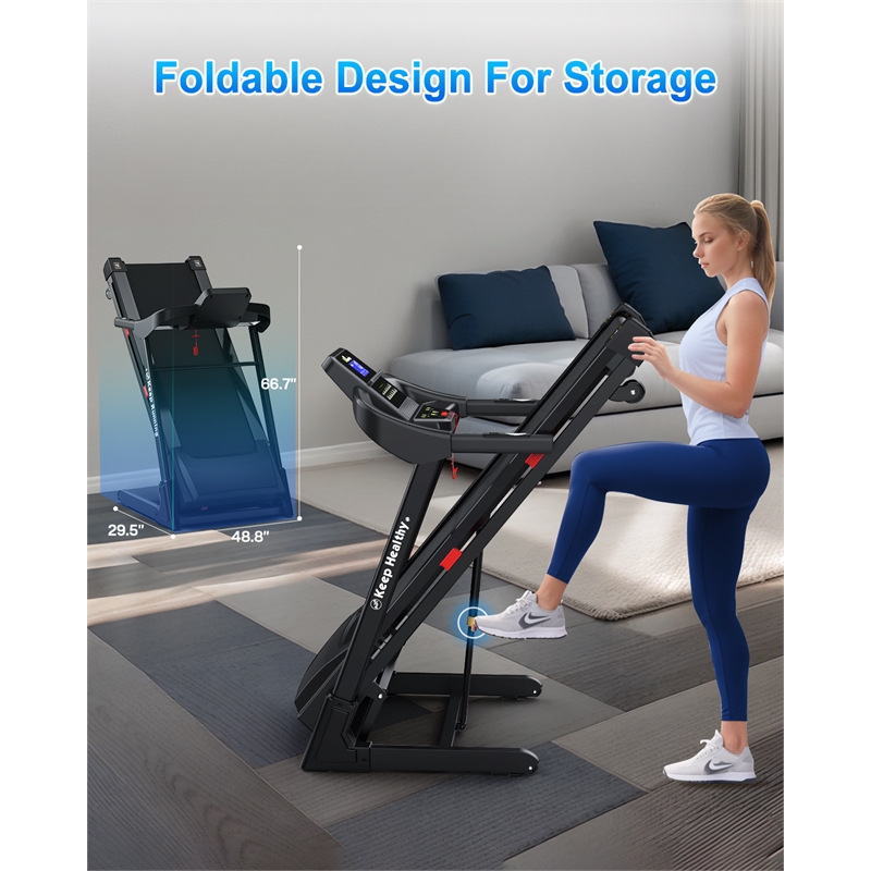 FYC Heavy Duty Foldable  3.5 HP Treadmill w/ Incline & Bluetooth in Black