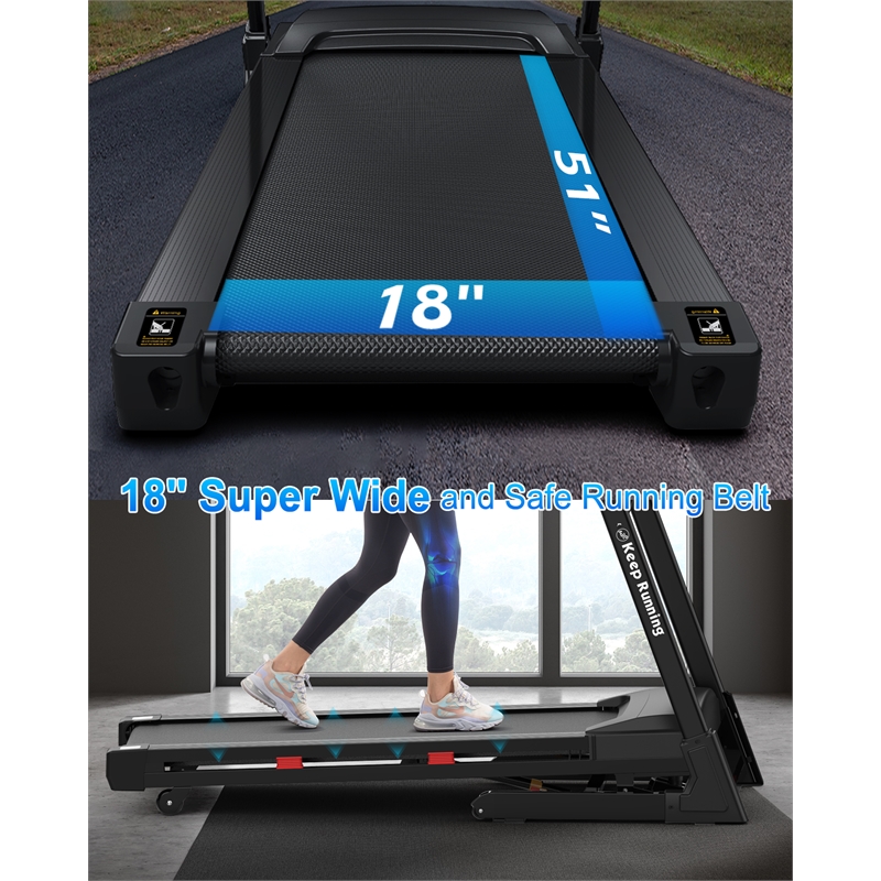FYC Heavy Duty Foldable  3.5 HP Treadmill w/ Incline & Bluetooth in Black