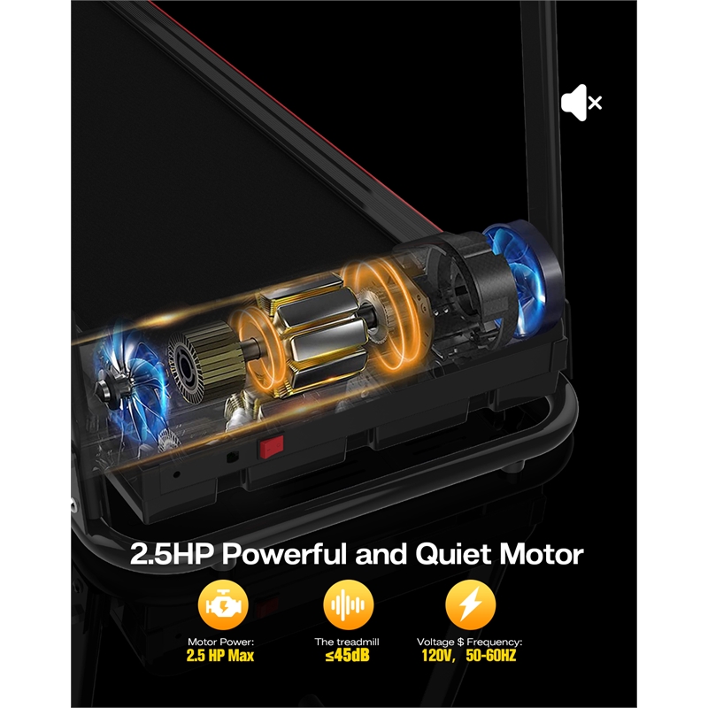 FYC Portable Electric 2.5HP Folding Treadmills w/ Bluetooth & Incline in Balck