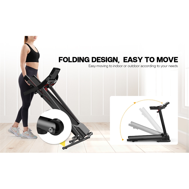 FYC Portable Electric 2.5HP Folding Treadmills w/ Bluetooth & Incline in Balck