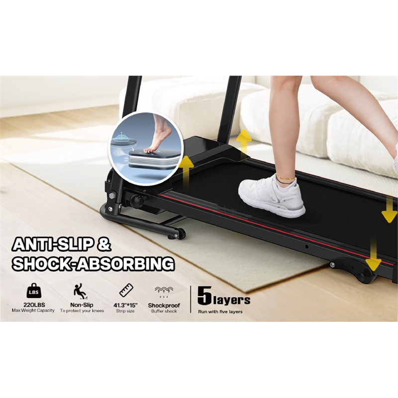 FYC Portable Electric 2.5HP Folding Treadmills w/ Bluetooth & Incline in Balck