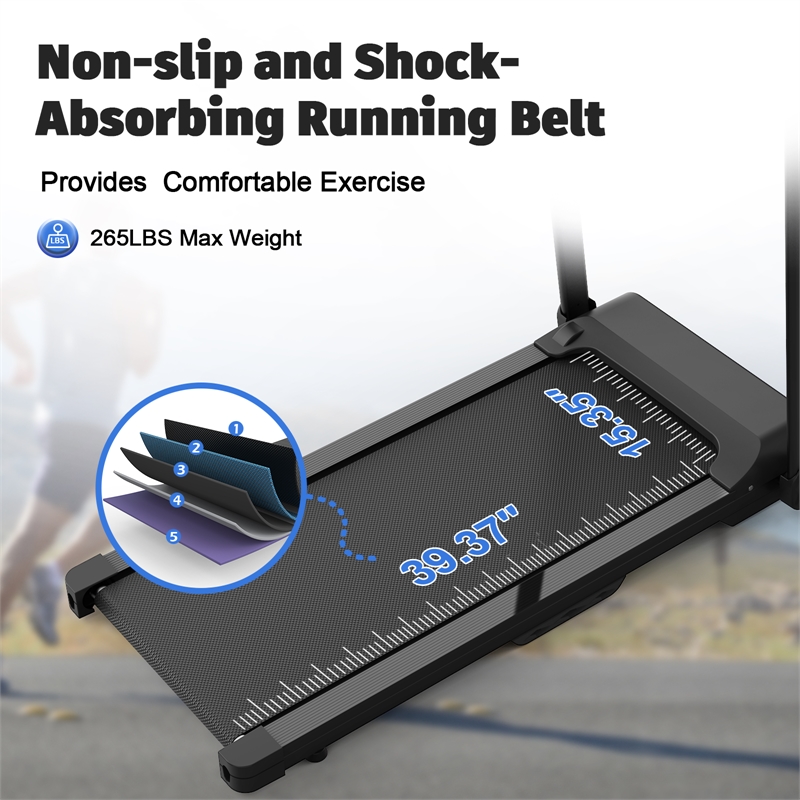 FYC 2.5HP Electric Folding Treadmill for Home Gym in Black