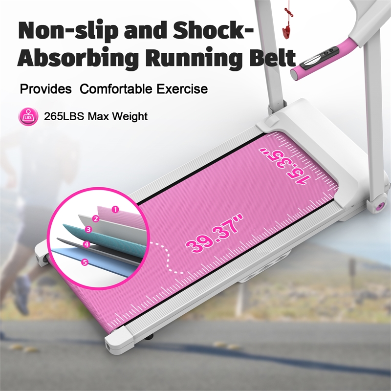 FYC 2.5HP Electric Folding Treadmill for Home Gym in Pink
