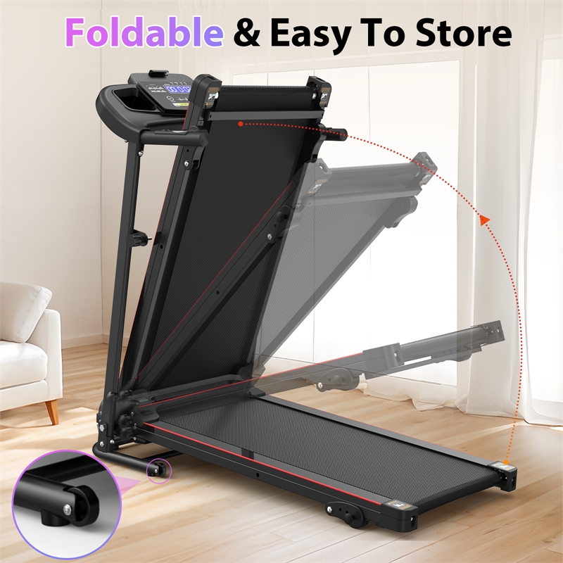 FYC Electric 2.5HP Folding Treadmills for Home w/ Bluetooth & Incline Black