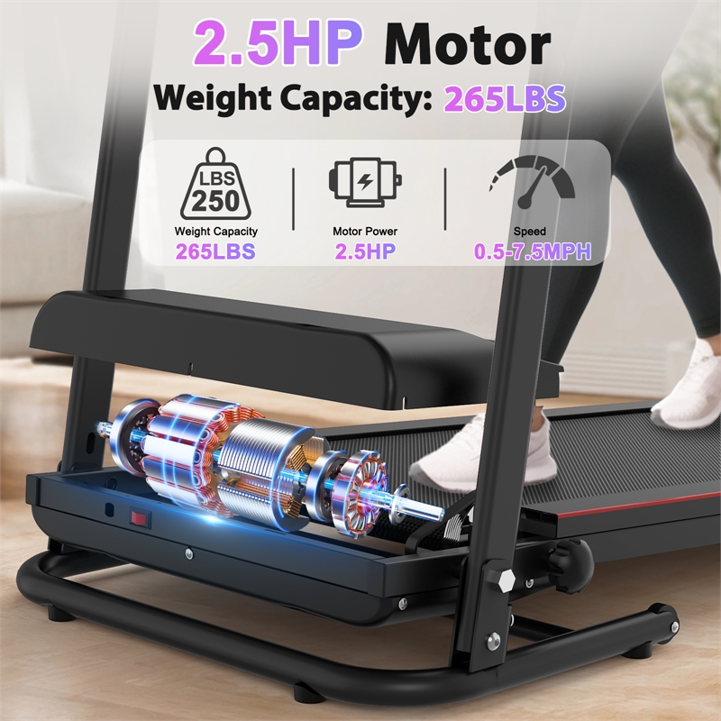 FYC Electric 2.5HP Folding Treadmills for Home w/ Bluetooth & Incline Black
