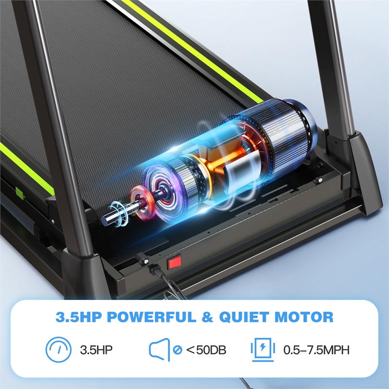 FYC 12 Programs Portable Electric 3.5HP Treadmill for Home in Green