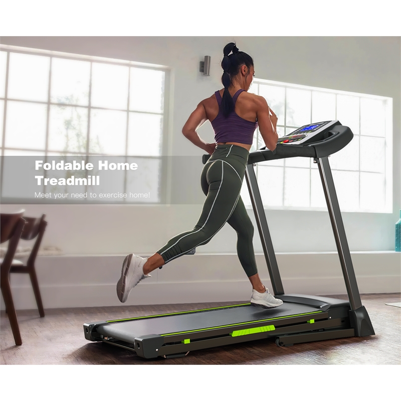 FYC 12 Programs Portable Electric 3.5HP Treadmill for Home in Green