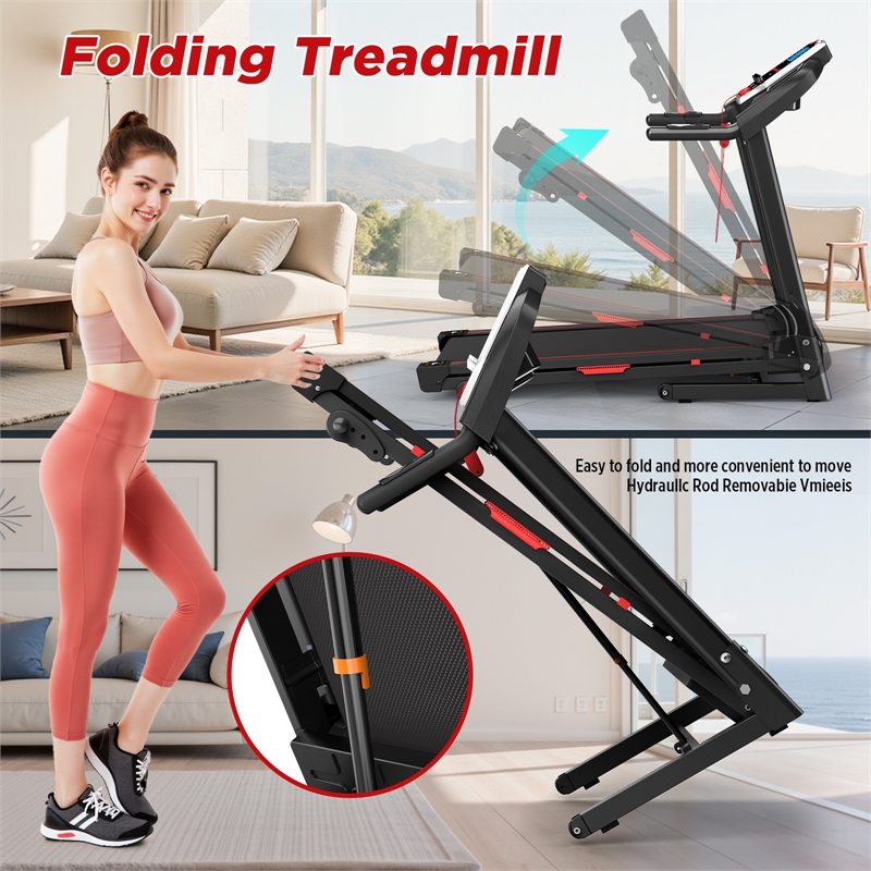 FYC 3.5HP Folding Treadmill w/ Incline & APP Control for Home in Black