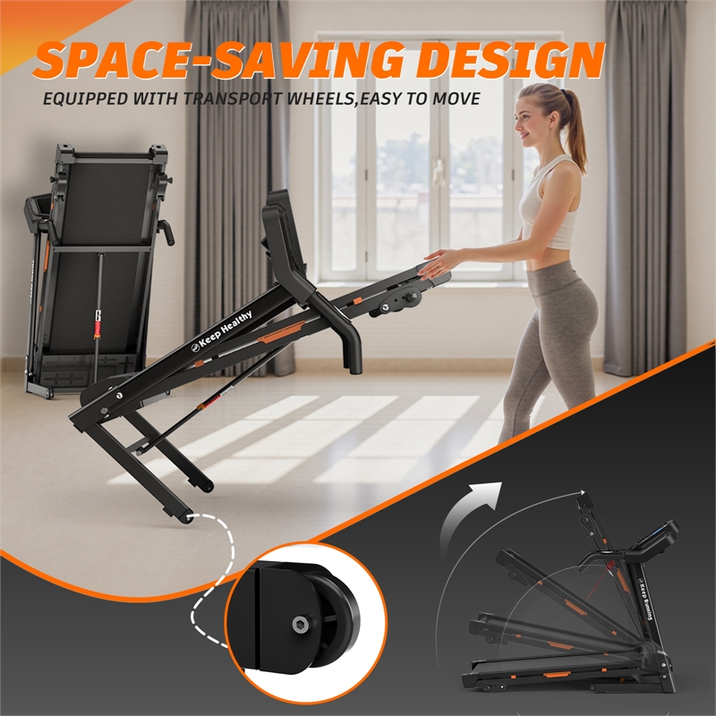 FYC 3.5HP Folding Treadmill with Incline & APP Control for Home in Orange