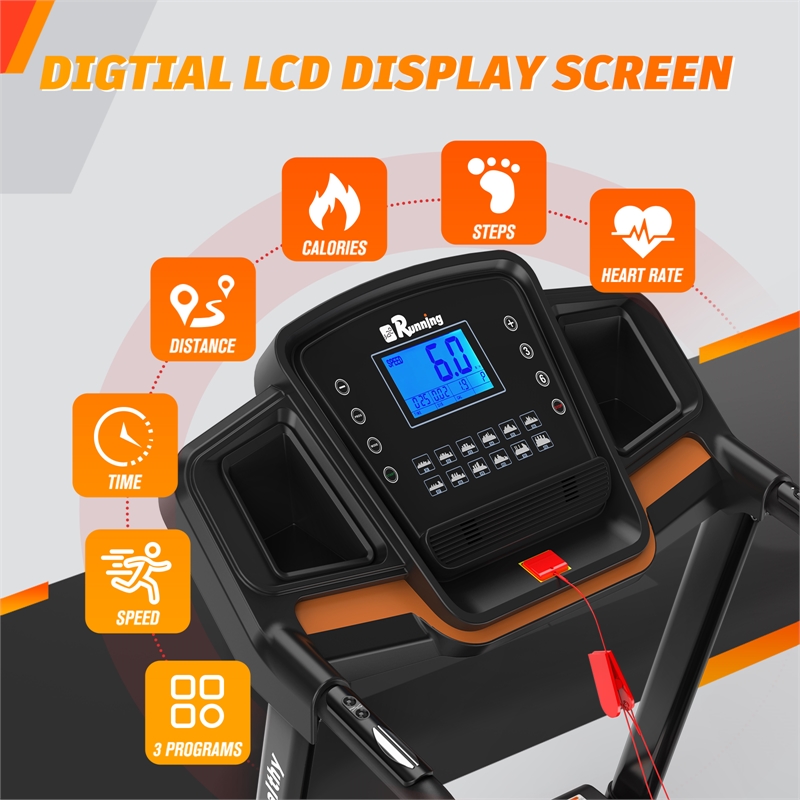 FYC 3.5HP Folding Treadmill with Incline & APP Control for Home in Orange