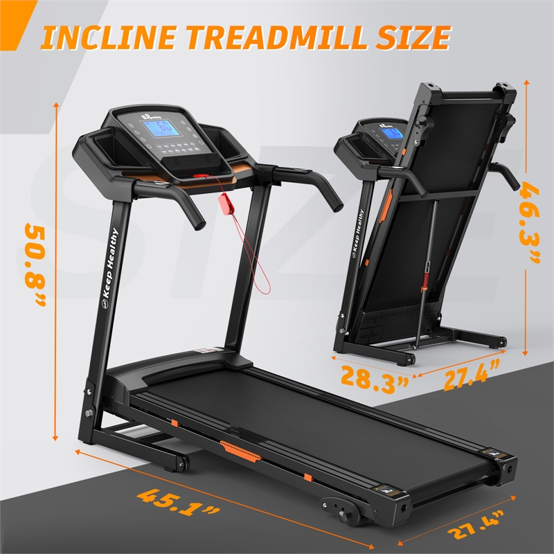 FYC 3.5HP Folding Treadmill with Incline & APP Control for Home in Orange
