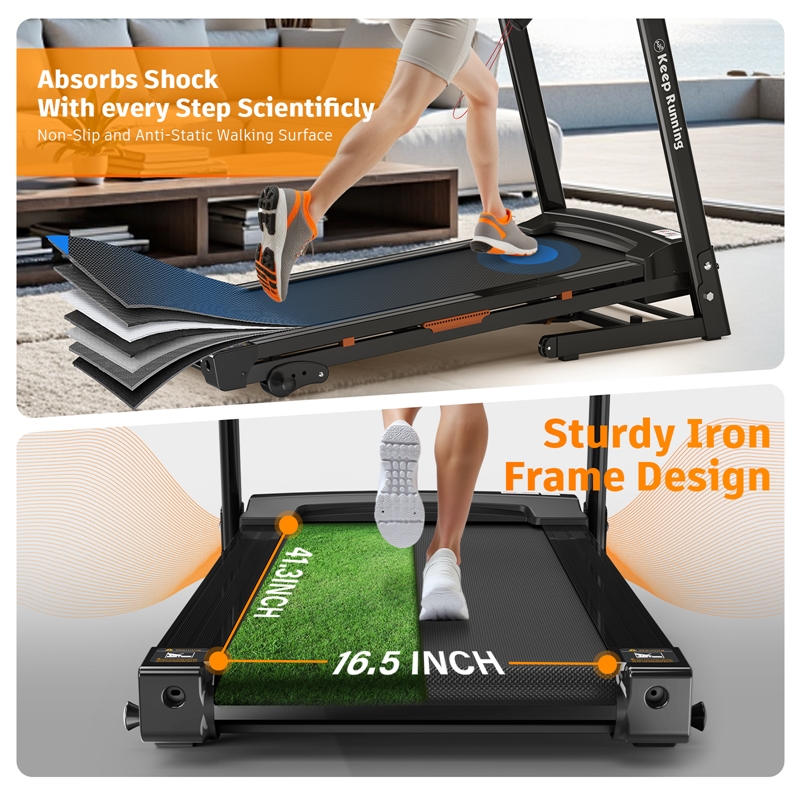 FYC 3.5HP Folding Treadmill with Incline & APP Control for Home in Orange