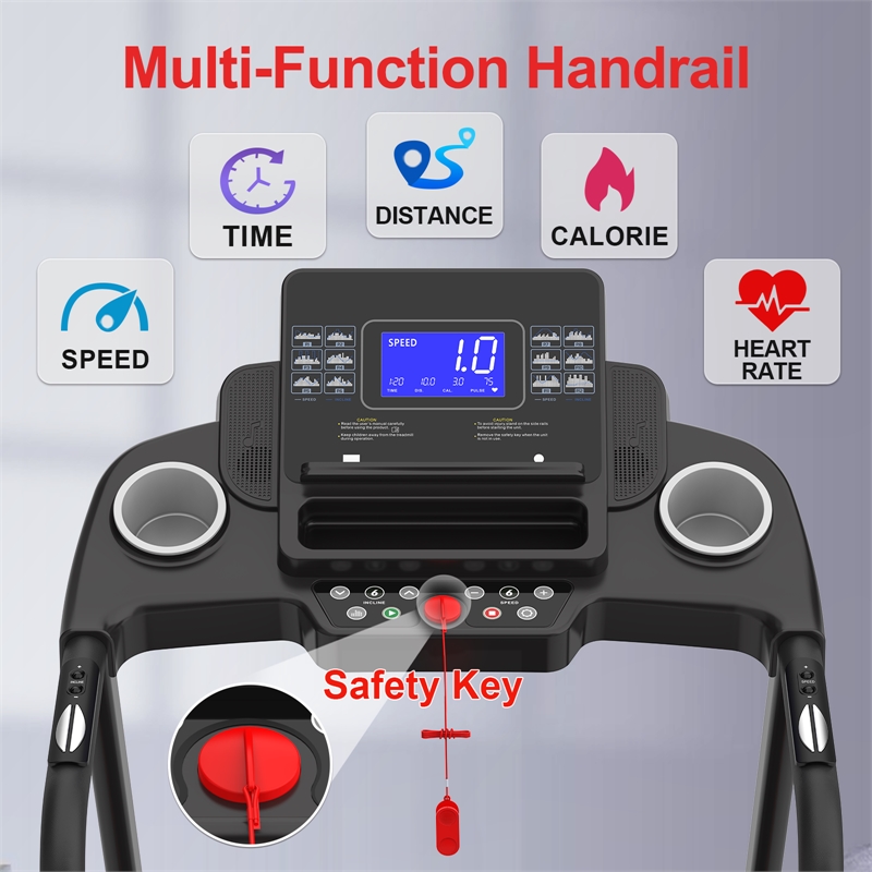 FYC 3.5HP 8.5MPH Treadmill w/ Bluetooth Heart Rate Sensor & Incline in Black