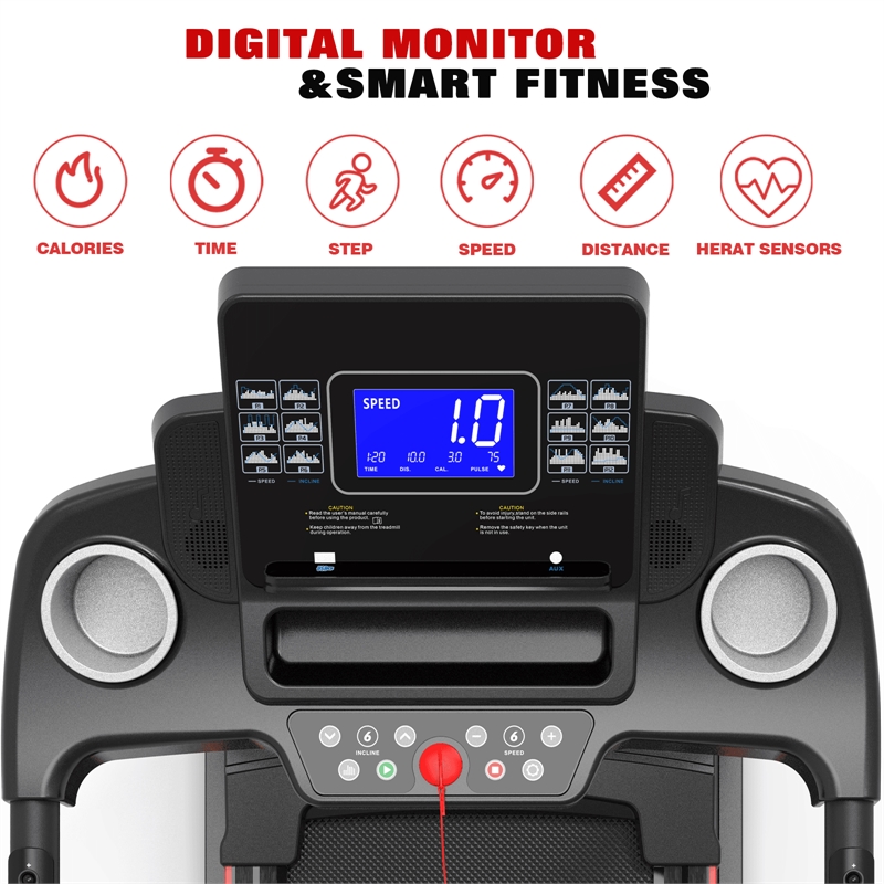 FYC 3.5HP 8.5MPH Treadmill w/ Bluetooth Heart Rate Sensor & Incline in Black