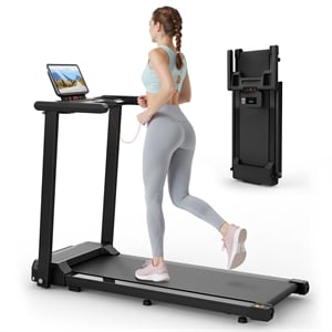 FYC 2.5HP Foldable Treadmills with Handles & LED Display Walking Pad in Black