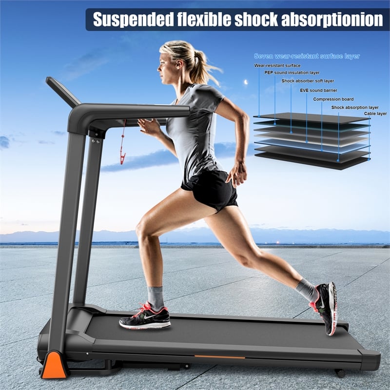 FYC 3.5 HP 0.5-8.5MPH  LED Display Foldable Treadmill for Home in Black