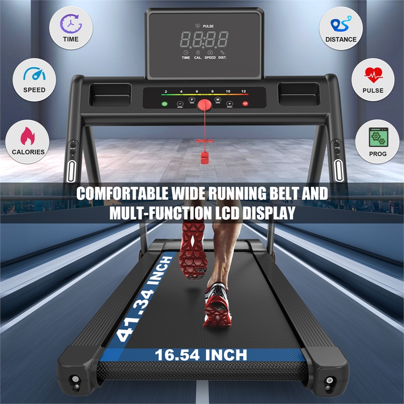 FYC 3.5 HP 0.5-8.5MPH  LED Display Foldable Treadmill for Home in Black