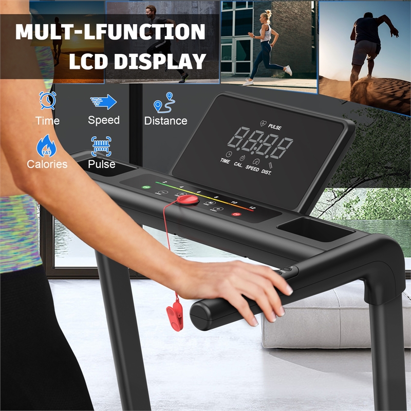 FYC 3.5 HP 0.5-8.5MPH  LED Display Foldable Treadmill for Home in Black