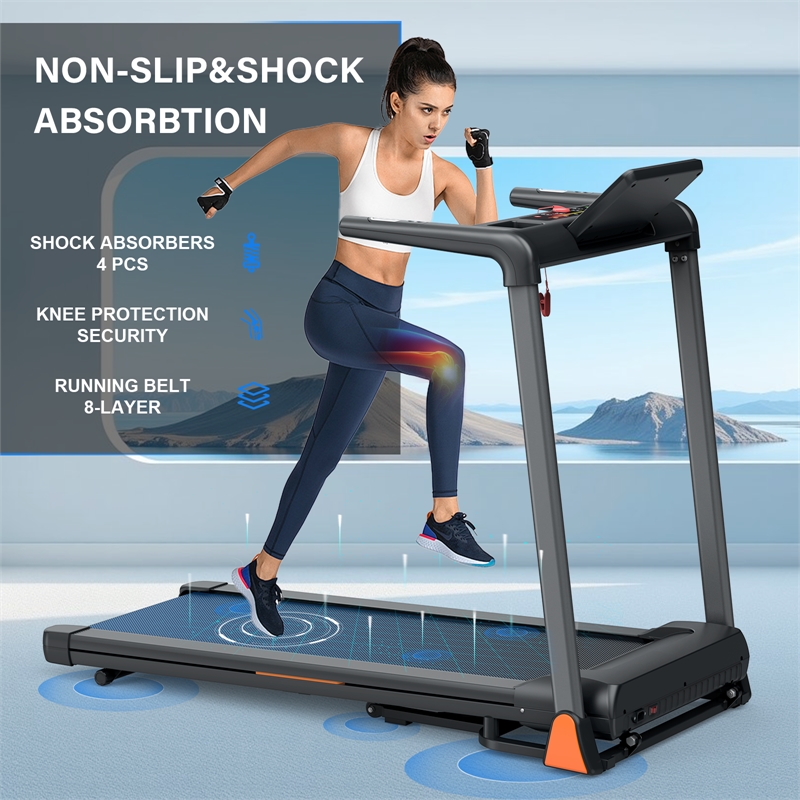 FYC 3.5 HP 0.5-8.5MPH  LED Display Foldable Treadmill for Home in Black