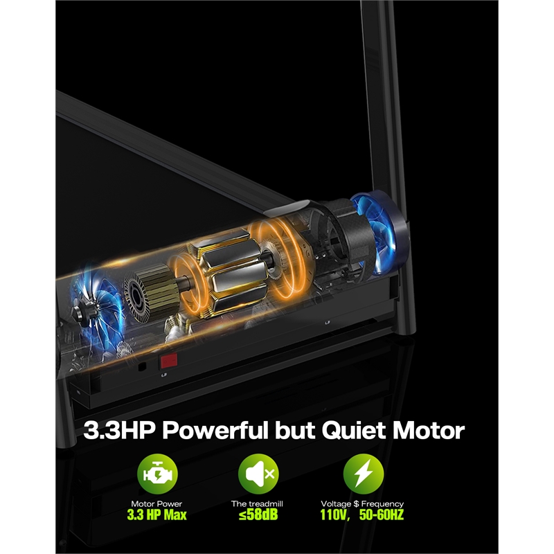 FYC 3.5HP Folding Treadmill with Incline & APP Control 12 Programs in Green