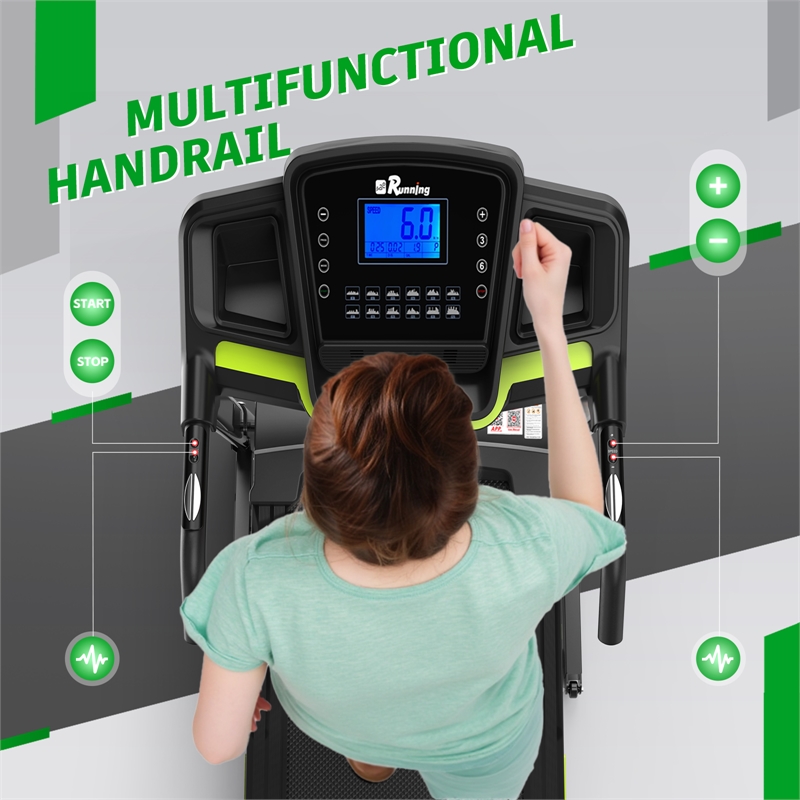 FYC 3.5HP Folding Treadmill with Incline & APP Control 12 Programs in Green