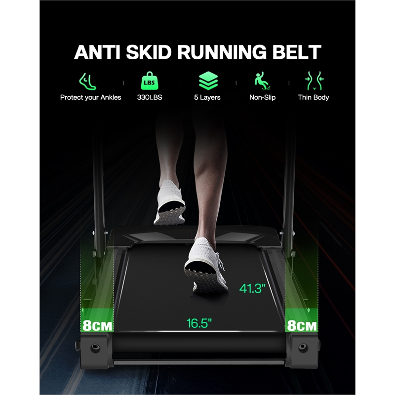 FYC 3.5HP Folding Treadmill with Incline & APP Control 12 Programs in Green