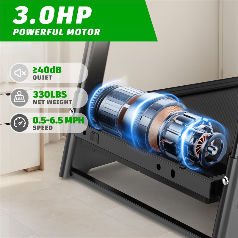 FYC 3.5HP Folding Treadmill with Incline & APP Control 12 Programs in Green