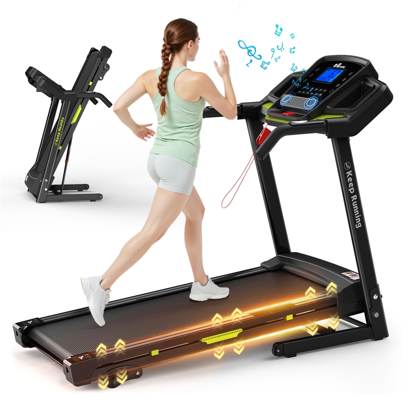 FYC 3.5HP Folding Treadmill with Incline & APP Control 12 Programs in Green