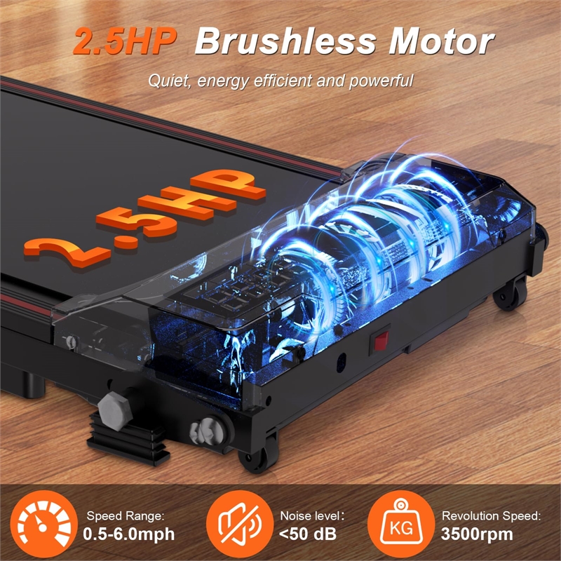 FYC 2.5HP Folding Treadmills Walking Pad with Handle Bar in Black