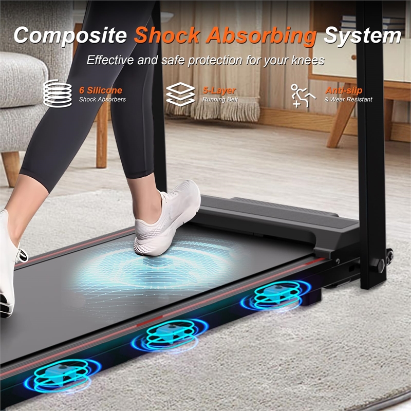 FYC 2.5HP Folding Treadmills Walking Pad with Handle Bar in Black