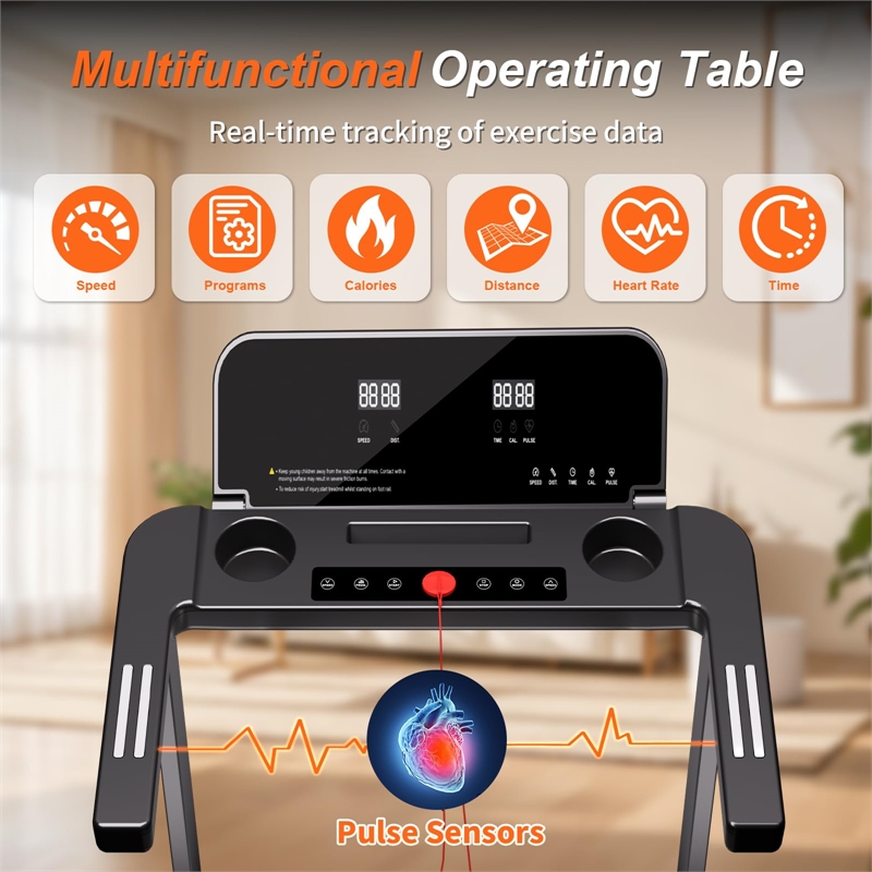 FYC 2.5HP Folding Treadmills Walking Pad with Handle Bar in Black