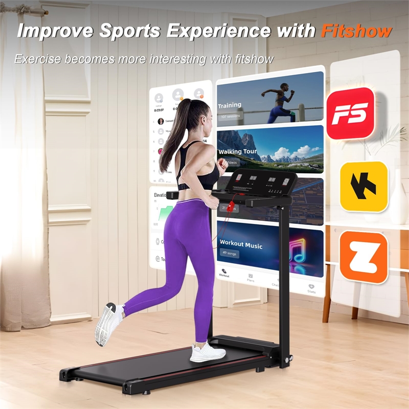 FYC 2.5HP Folding Treadmills Walking Pad with Handle Bar in Black