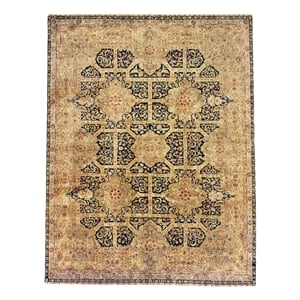 Agra Hand-Knotted New Zealand Wool Beige/Black 15'x20' Area Rug