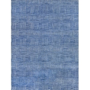Aldridge Hand-Knotted Wool/Bamboo Silk Blue/Ivory 8'x10' Area Rug