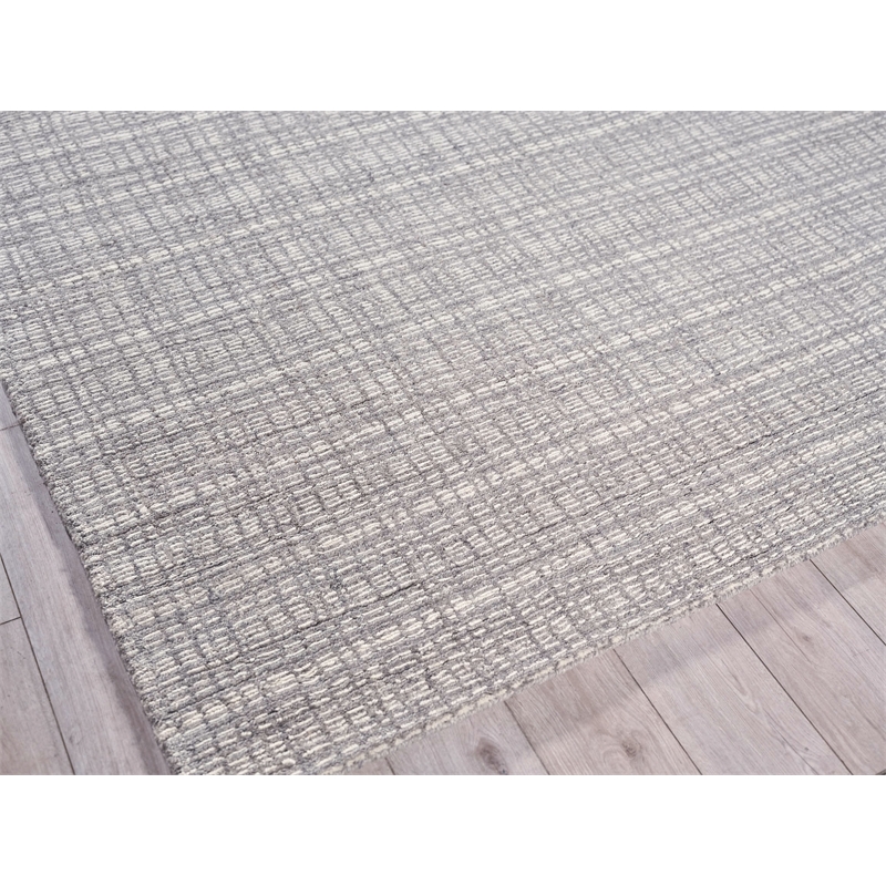 Alpine Handloomed New Zealand Wool Gray/Ivory 6'x9' Area Rug