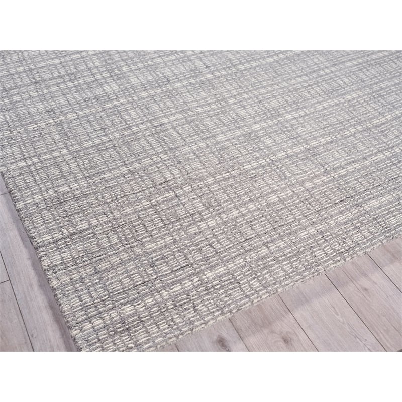 Alpine Handloomed New Zealand Wool Gray/Ivory 8'x10' Area Rug
