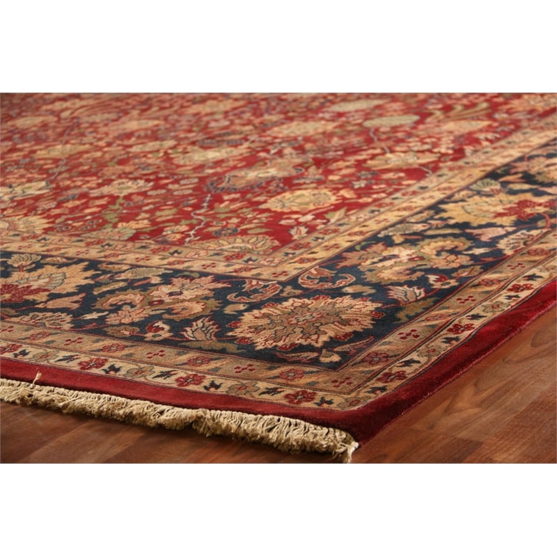 Agra Hand-Knotted New Zealand Wool Red/Gold 13'x20' Area Rug