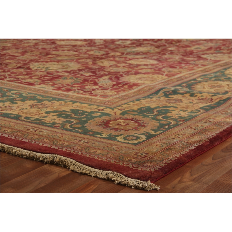 Agra Hand-Knotted New Zealand Wool Red 13'x20' Area Rug
