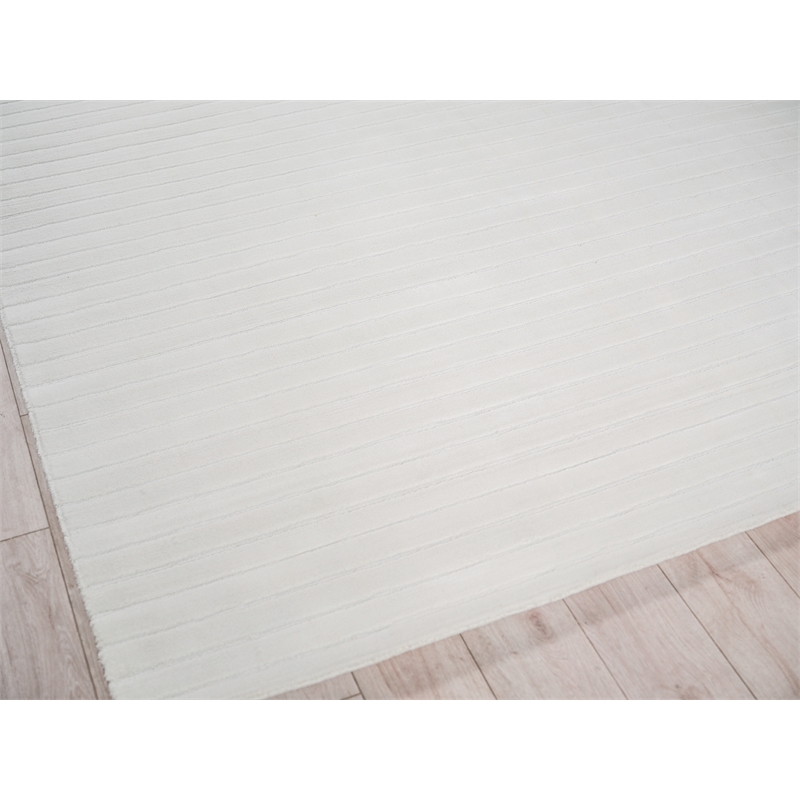 Amani Modern Handloomed Silky Nylon White 6'x9' Area Rug