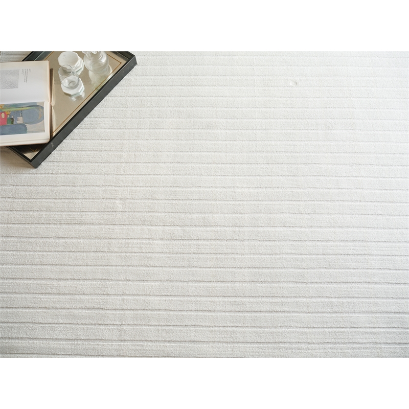 Amani Modern Handloomed Silky Nylon White 6'x9' Area Rug