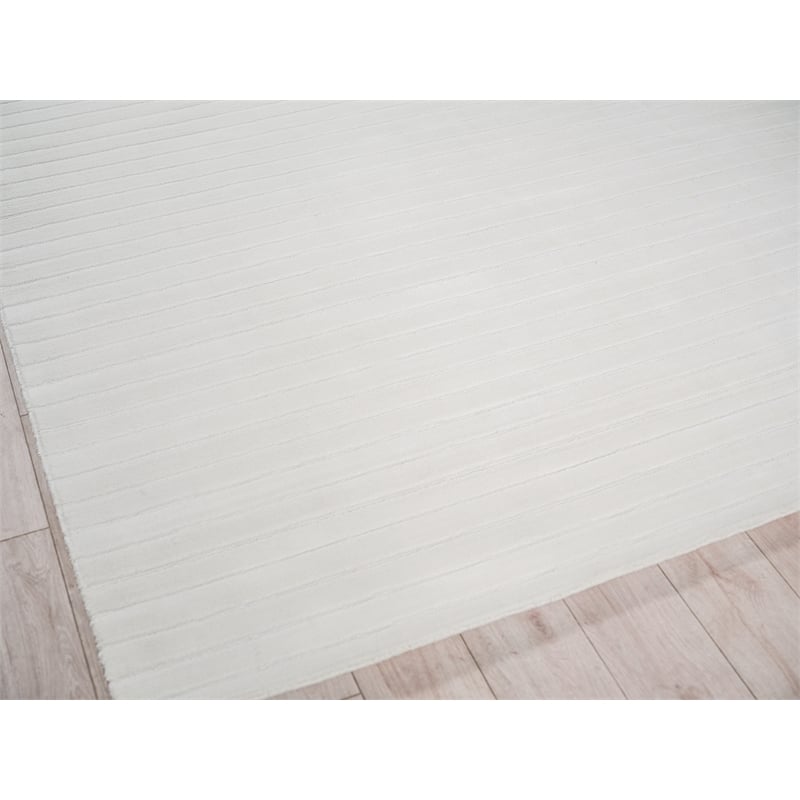 Amani Modern Handloomed Silky Nylon White 8'x10' Area Rug