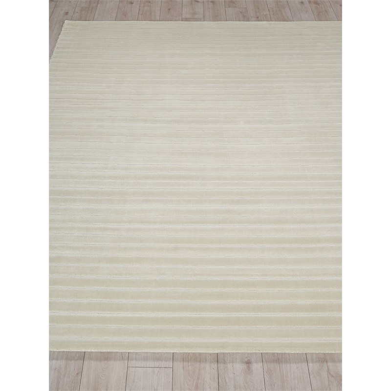 Amani Modern Handloomed Silky Nylon Beige 6'x9' Area Rug