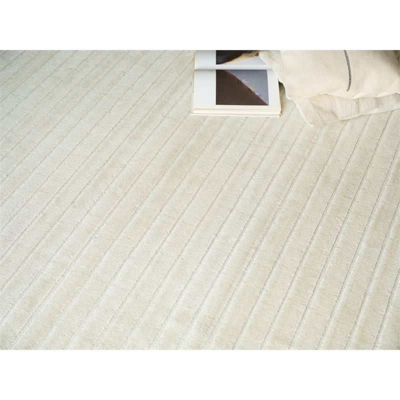 Amani Modern Handloomed Silky Nylon Beige 6'x9' Area Rug