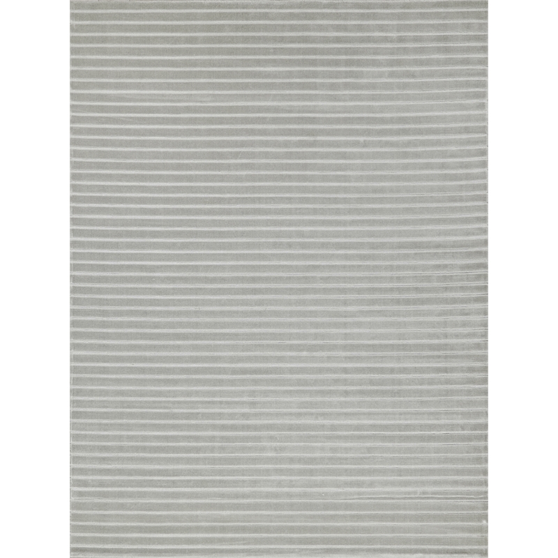 Amani Modern Handloomed Silky Nylon Light Silver 12'x18' Area Rug
