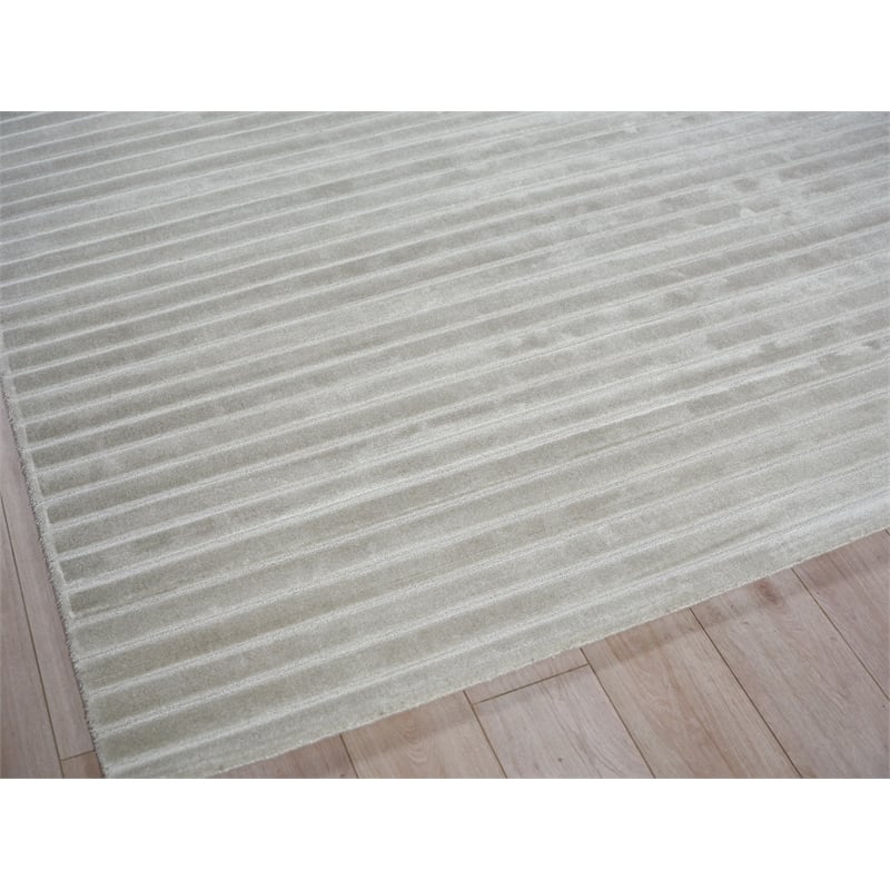 Amani Modern Handloomed Silky Nylon Light Silver 15'x24' Area Rug