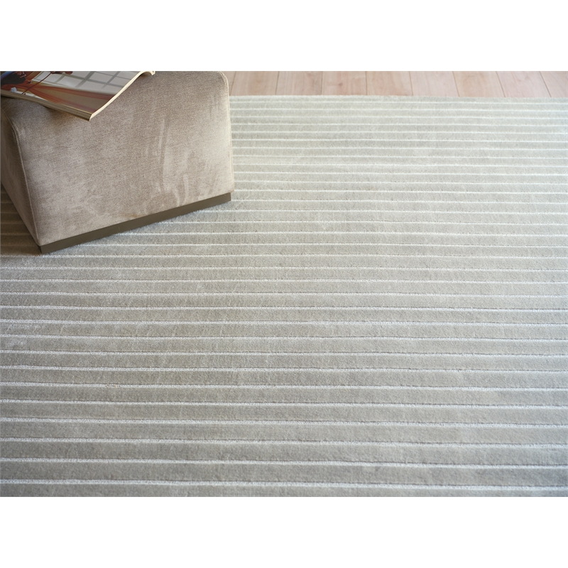Amani Modern Handloomed Silky Nylon Light Silver 4'x6' Area Rug