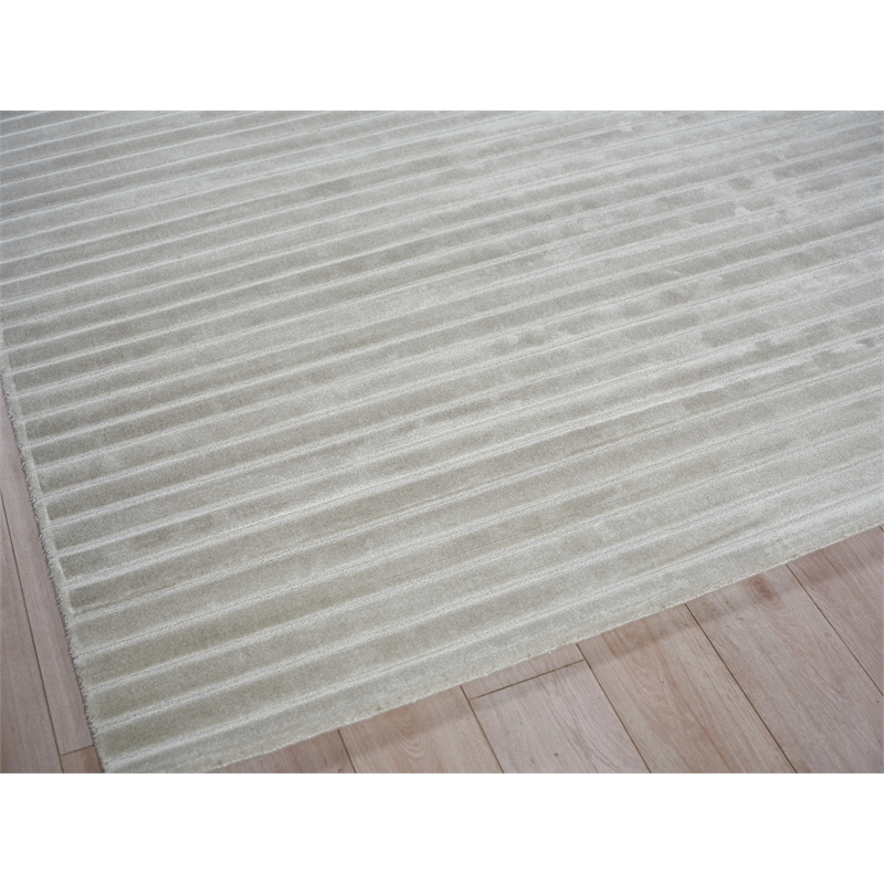 Amani Modern Handloomed Silky Nylon Light Silver 8'x10' Area Rug