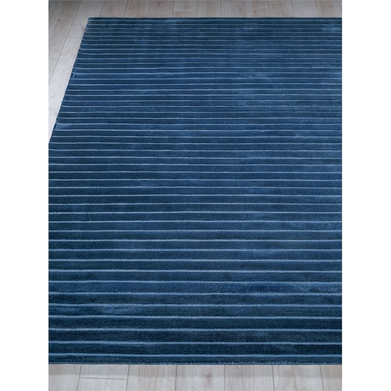 Amani Modern Handloomed Silky Nylon Navy 12'x12' Square Area Rug